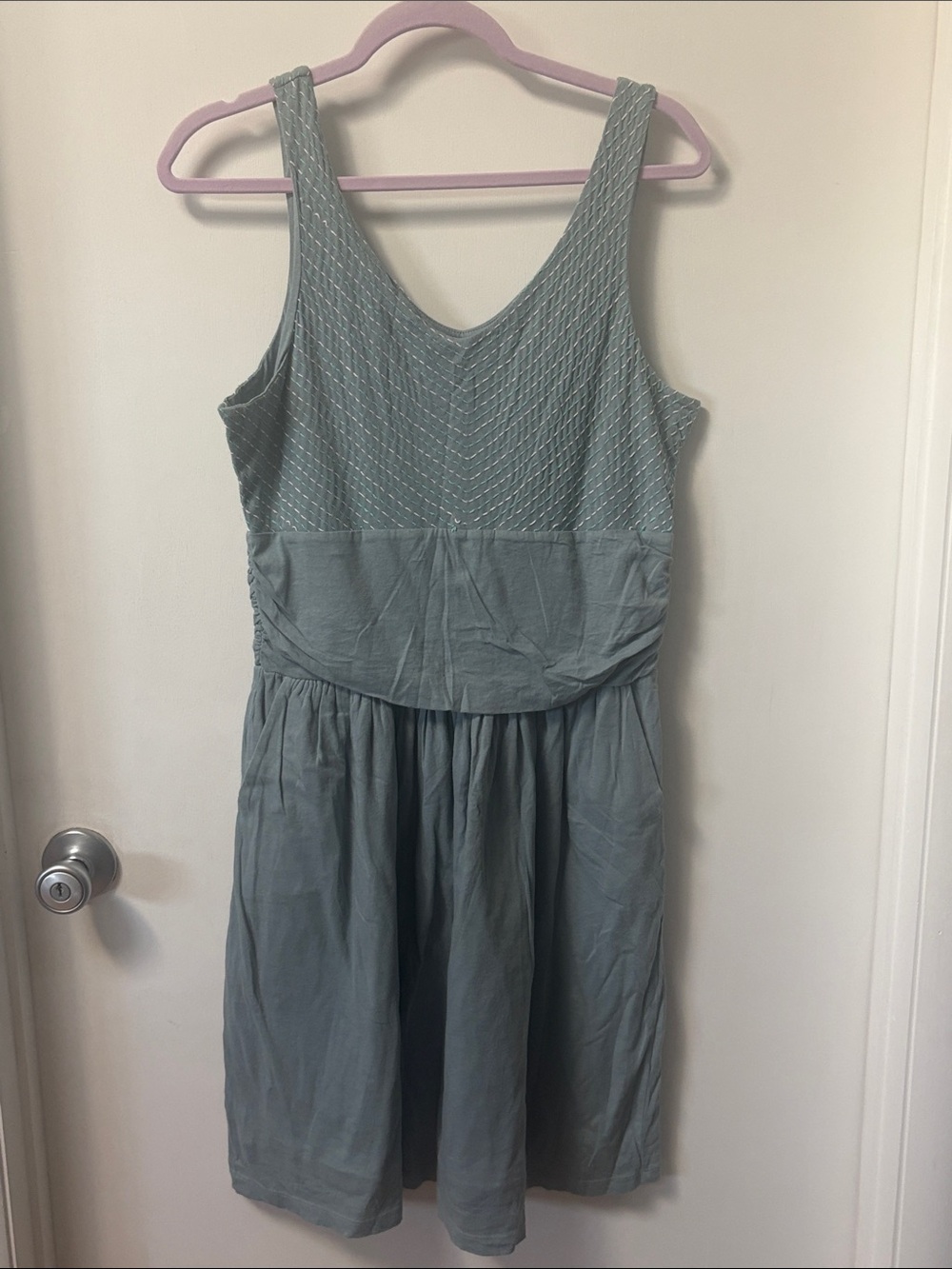 Synergy Organic Clothing Sleeveless Textured Bodice Midi Dress in Sage